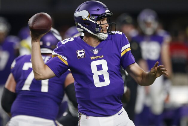 Minnesota Vikings quarterback Sam Bradford throws a pass during the second half of an NFL football game against the New Orleans Saints, Monday, Sept. 11, 2017, in Minneapolis. (AP Photo/Jim Mone)