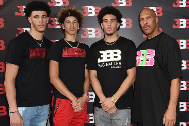 CHINO, CA - SEPTEMBER 02:  (L-R) Lonzo Ball, LaMelo Ball, LiAngelo Ball and LaVar Ball attend Melo Ball's 16th Birthday on September 2, 2017 in Chino, California.  (Photo by Joshua Blanchard/Getty Images for Crosswalk Productions )