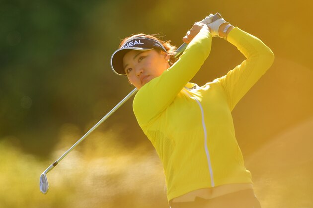 EVIAN-LES-BAINS, FRANCE - SEPTEMBER 12:  So Yeon Ryu of South Korea plays a shot during practice prior to the start of The Evian Championship at Evian Resort Golf Club on September 12, 2017 in Evian-les-Bains, France.  (Photo by Stuart Franklin/Getty Images)