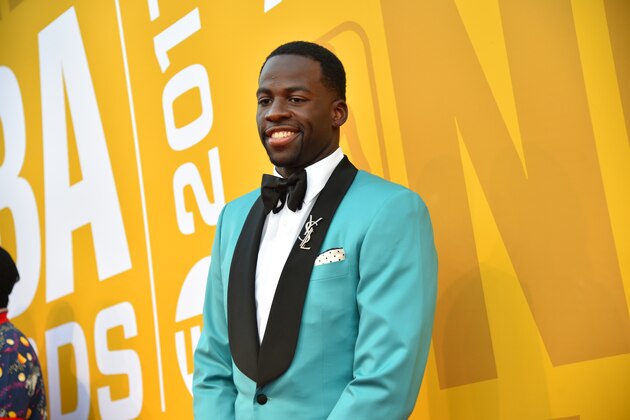 NEW YORK - JUNE 26: Draymond Green of the Golden State Warriors arrives on the red carpet during the 2017 NBA Awards Show on June 26, 2017 at Basketball City in New York City. NOTE TO USER: User expressly acknowledges and agrees that, by downloading and/or using this photograph, user is consenting to the terms and conditions of the Getty Images License Agreement.  Mandatory Copyright Notice: Copyright 2017 NBAE (Photo by Jesse D. Garrabrant/NBAE via Getty Images)