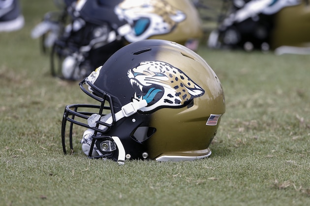 JACKSONVILLE, FL - JULY 27: A general view of the Jacksonville Jaguars helmets during Training Camp at Florida Blue Health and Wellness Practice Fields on July 27, 2017 in Jacksonville, Florida. (Photo by Don Juan Moore/Getty Images)