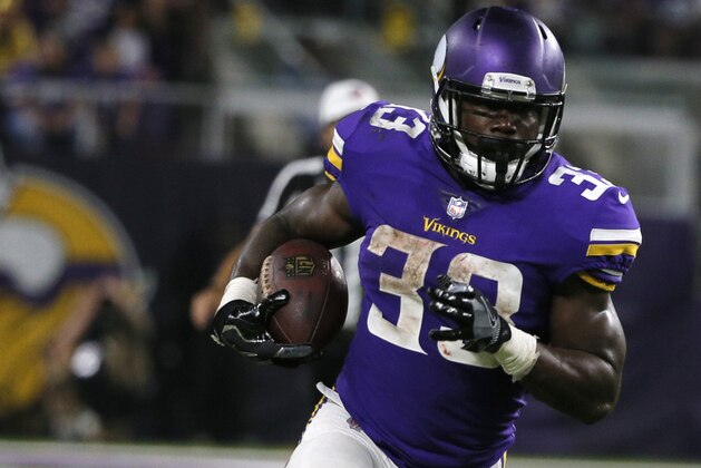 Minnesota Vikings running back Dalvin Cook carries the ball during the second half of an NFL football game against the New Orleans Saints, Monday, Sept. 11, 2017, in Minneapolis. (AP Photo/Bruce Kluckhohn)