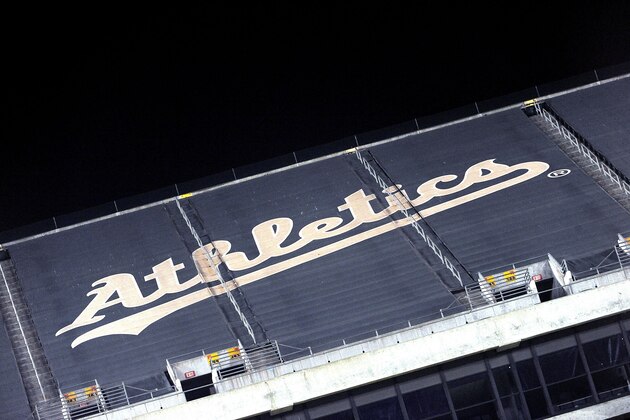 OAKLAND, CA - SEPTEMBER 05: A general view of the Athetics logo durring the game between the Oakland Athletics and the Houston Astros at O.co Coliseum on September 5, 2014 in Oakland, California. (Photo by Noah Graham/Getty Images) OAKLAND, CA - SEPTEMBER 05: A general view of the Athetics logo durring the game between the Oakland Athletics and the Houston Astros at O.co Coliseum on September 5, 2014 in Oakland, California. (Photo by Noah Graham/Getty Images)