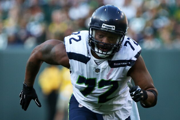 GREEN BAY, WI - SEPTEMBER 10:  Michael Bennett #72 of the Seattle Seahawks plays defensive end in the third quarter against the Green Bay Packers at Lambeau Field on September 10, 2017 in Green Bay, Wisconsin.  (Photo by Dylan Buell/Getty Images)