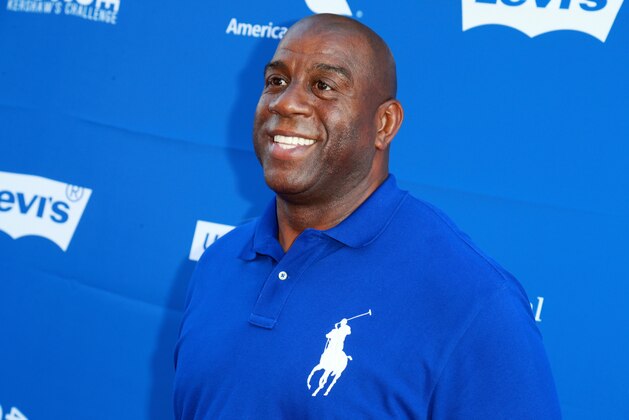LOS ANGELES, CA - JULY 27:  Magic Johnson at Clayton Kershaw's 5th Annual Ping Pong 4 Purpose Celebrity Tournament at Dodger Stadium on July 27, 2017 in Los Angeles, California.  (Photo by Leon Bennett/Getty Images for Kershaw's Challenge )