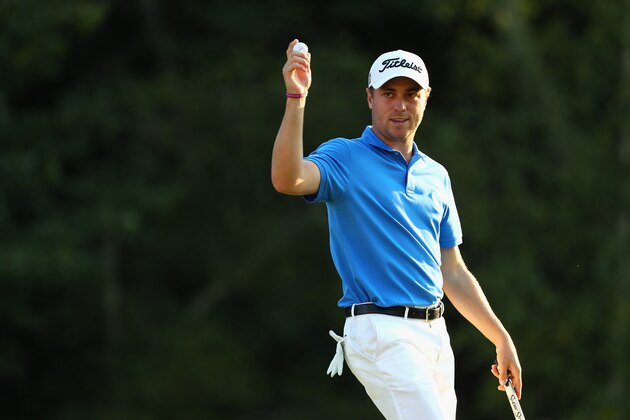NORTON, MA - SEPTEMBER 04:  Justin Thomas of the United States waves to the crowd after making a putt for par on the 18th green to win the Dell Technologies Championship at TPC Boston on September 4, 2017 in Norton, Massachusetts.  (Photo by Tim Bradbury/Getty Images)