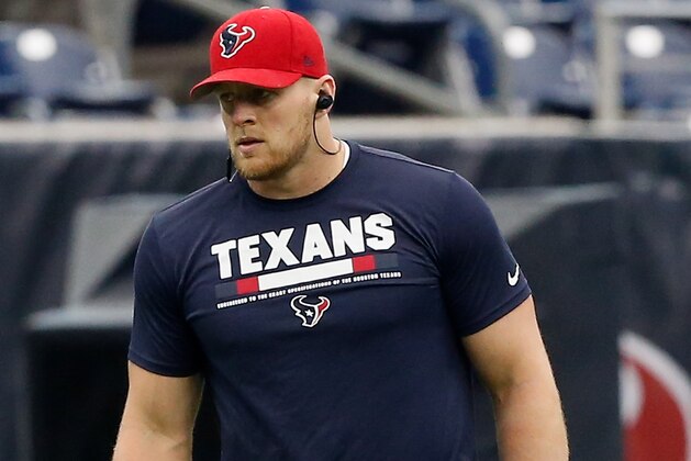 HOUSTON, TX - SEPTEMBER 10: J.J. Watt #99 of the Houston Texans warms up before playing the Jacksonville Jaguars at NRG Stadium on September 10, 2017 in Houston, Texas.  (Photo by Bob Levey/Getty Images)
