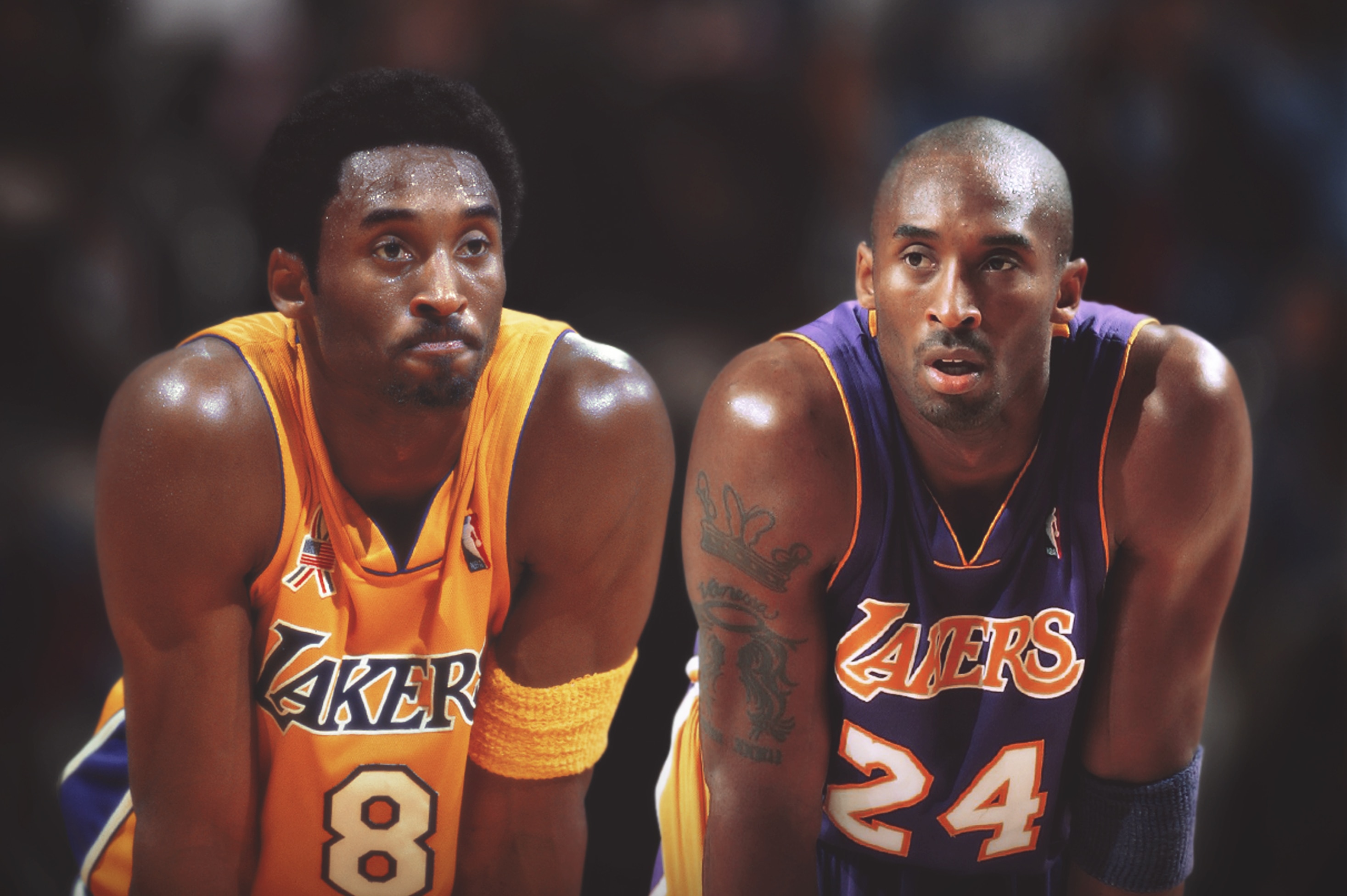 kobe bryant wearing blue lakers jersey