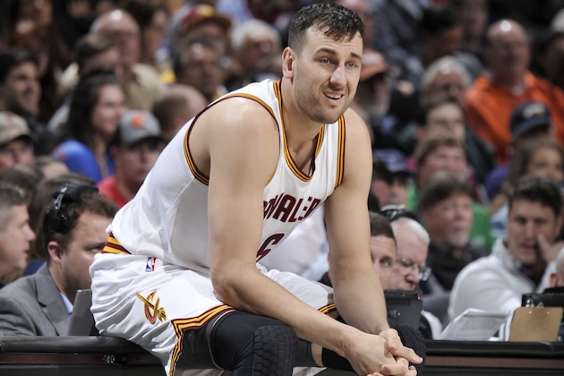 CLEVELAND, OH - MARCH 6: Andrew Bogut #6 of the Cleveland Cavaliers looks on during the game against the Miami Heat on March 6, 2017 at Quicken Loans Arena in Cleveland, Ohio. NOTE TO USER: User expressly acknowledges and agrees that, by downloading and/or using this photograph, user is consenting to the terms and conditions of the Getty Images License Agreement. Mandatory Copyright Notice: Copyright 2017 NBAE (Photo by David Liam Kyle/NBAE via Getty Images)
