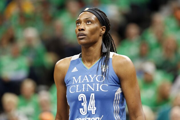 Minnesota Lynx’s Sylvia Fowles plays in the first quarter during Game 5 of the WNBA basketball finals against the Los Angeles Sparks Thursday, Oct. 20, 2016, in Minneapolis. (AP Photo/Jim Mone)