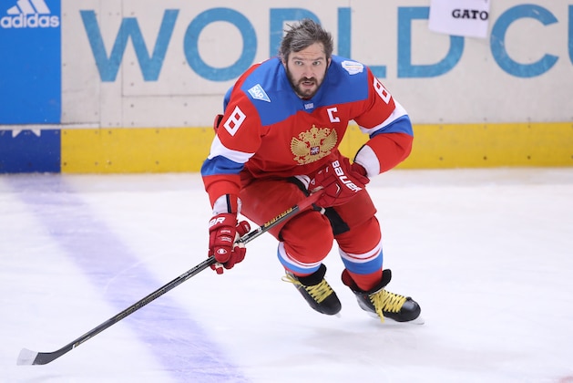TORONTO, ON - SEPTEMBER 22: Alex Ovechkin #8 of Team Russia warms up before their game against Team Finland during the World Cup of Hockey tournament at the Air Canada Centre on September 22, 2016 in Toronto, Canada. (Photo by Tom Szczerbowski/Getty Images)
