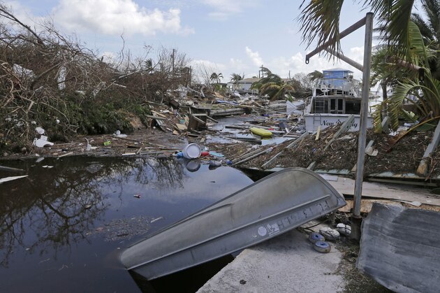 Debris lies in a canal in the aftermath of Hurricane Irma, Wednesday, Sept. 13, 2017, in Big Pine Key, Fla. (AP Photo/Alan Diaz)