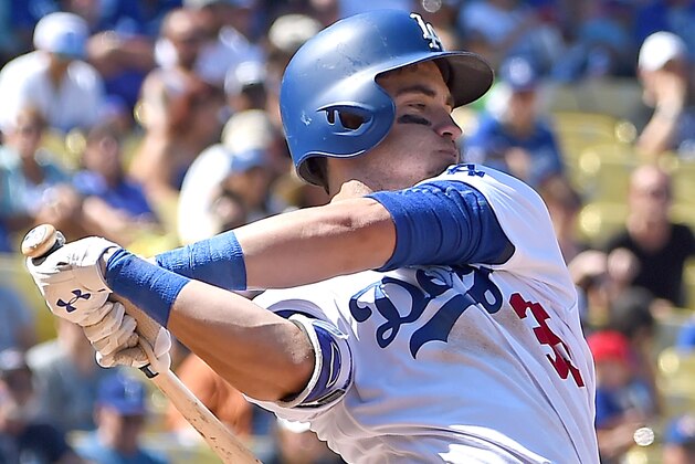 LOS ANGELES, CA - SEPTEMBER 10:  Cody Bellinger #35 of the Los Angeles Dodgers at bat during the game against the Colorado Rockies at Dodger Stadium on September 10, 2017 in Los Angeles, California.  (Photo by Jayne Kamin-Oncea/Getty Images)