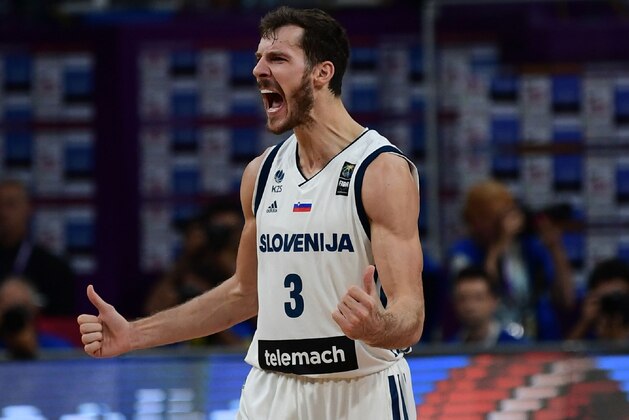 Slovenia's Goran Dragic reacts during the FIBA Eurobasket 2017 men's Final basketball match between Slovenia and Serbia at Sinan Erdem Sport Arena in Istanbul on September 17, 2017.  / AFP PHOTO / OZAN KOSE        (Photo credit should read OZAN KOSE/AFP/Getty Images)