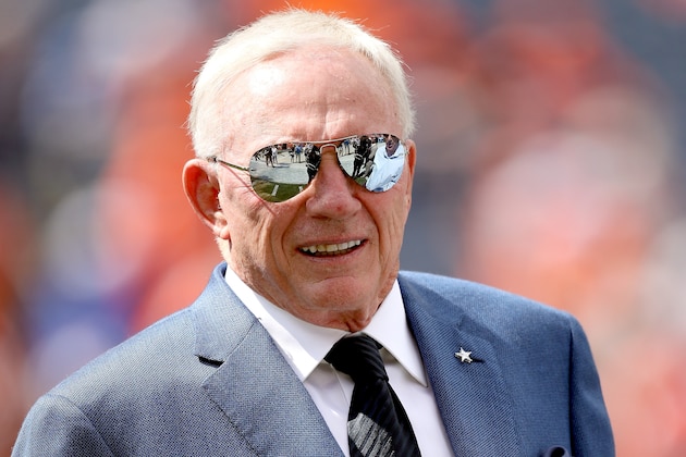 DENVER, CO - SEPTEMBER 17:  Owner Jerry Jones of the Dallas Cowboys stands on the sidelines before the game against the Denver Broncos at Sports Authority Field at Mile High on September 17, 2017 in Denver, Colorado.  (Photo by Matthew Stockman/Getty Images)