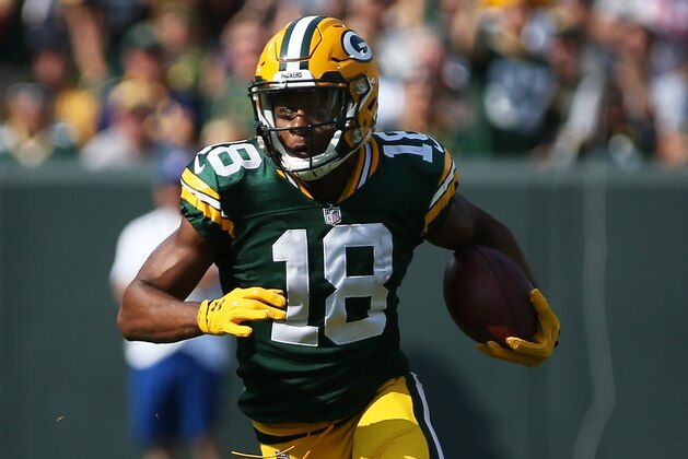 GREEN BAY, WI - SEPTEMBER 10:  Randall Cobb #18 of the Green Bay Packers runs with the ball in the first quarter against the Seattle Seahawks at Lambeau Field on September 10, 2017 in Green Bay, Wisconsin.  (Photo by Dylan Buell/Getty Images)