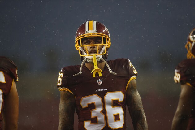 TAMPA, FL - AUGUST 31:  Defensive back Su'a Cravens #36 of the Washington Redskins  warms up before the start of an NFL game against the Tampa Bay Buccaneers on August 31, 2016 at Raymond James Stadium in Tampa, Florida. (Photo by Brian Blanco/Getty Images)
