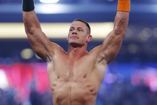 IMAGE DISTRIBUTED FOR WWE - WWE superstar John Cena makes a special appearance at WrestleMania 32 at AT&T Stadium on Sunday, April 3, 2016, in Arlington, Texas. (Brandon Wade/AP Images for WWE)