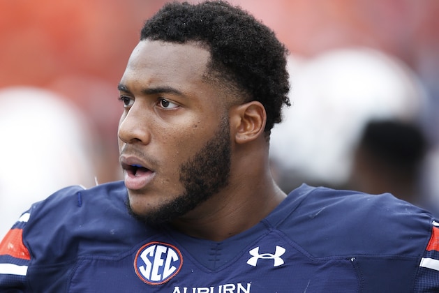 AUBURN, AL - OCTOBER 31: Byron Cowart #9 of the Auburn Tigers looks on during a game against the Ole Miss Rebels at Jordan-Hare Stadium on October 31, 2015 in Auburn, Alabama. Ole Miss defeated Auburn 27-19. (Photo by Joe Robbins/Getty Images)