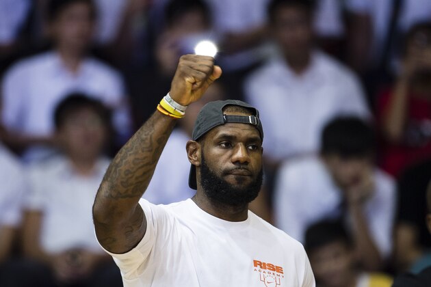 HONG KONG, HONG KONG - SEPTEMBER 05: Lebron James appears at the Rise Academy Challenge on September 5, 2017 in Hong Kong, Hong Kong. (Photo by Power Sport Images/Getty Images)