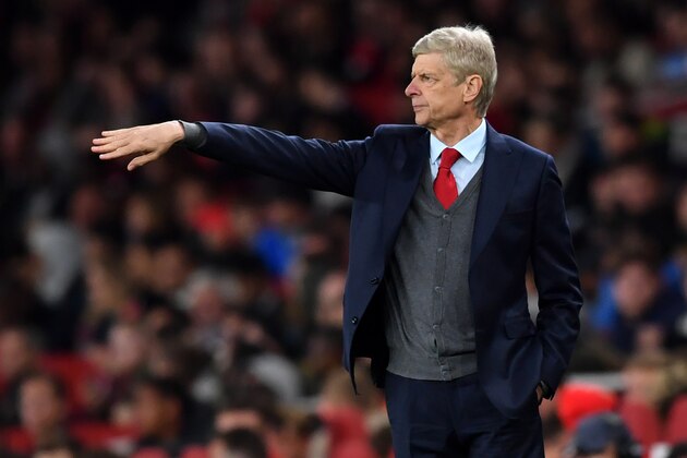 Arsenal's French manager Arsene Wenger gestures on the touchline during the English League Cup third round football match between Arsenal and Doncaster Rovers at The Emirates Stadium in London on September 20, 2017.
Arsenal won the game 1-0. / AFP PHOTO / Ben STANSALL / RESTRICTED TO EDITORIAL USE. No use with unauthorized audio, video, data, fixture lists, club/league logos or 'live' services. Online in-match use limited to 75 images, no video emulation. No use in betting, games or single club/league/player publications.  /         (Photo credit should read BEN STANSALL/AFP/Getty Images)