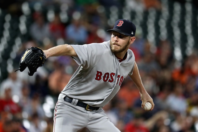 BALTIMORE, MD - SEPTEMBER 20:  Starting pitcher Chris Sale #41 of the Boston Red Sox throws to a Baltimore Orioles batter in the first inning at Oriole Park at Camden Yards on September 20, 2017 in Baltimore, Maryland.  (Photo by Rob Carr/Getty Images)