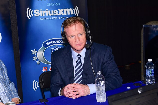 PHILADELPHIA, PA - APRIL 27:  Commissioner of the National Football League, Roger Goodell visits SiriusXM NFL Radio during the first round of the 2017 NFL Draft at Philadelphia Museum of Art on April 27, 2017 in Philadelphia, Pennsylvania.  (Photo by Lisa Lake/Getty Images for SiriusXM)