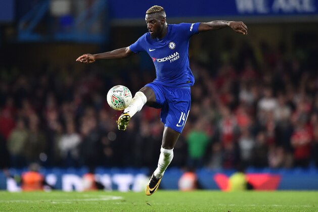 Chelsea's French midfielder Tiemoue Bakayoko controls the ball during the English League Cup third round football match between Chelsea and Nottingham Forest at Stamford Bridge in London on September 20, 2017. / AFP PHOTO / Glyn KIRK / RESTRICTED TO EDITORIAL USE. No use with unauthorized audio, video, data, fixture lists, club/league logos or 'live' services. Online in-match use limited to 75 images, no video emulation. No use in betting, games or single club/league/player publications.  /         (Photo credit should read GLYN KIRK/AFP/Getty Images)