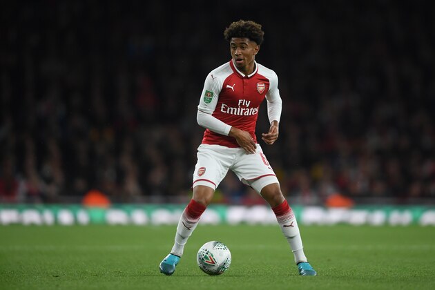 LONDON, ENGLAND - SEPTEMBER 20:  Reiss Nelson of Arsenal in action during the Carabao Cup Third Round match between Arsenal and Doncaster Rovers at Emirates Stadium on September 20, 2017 in London, England.  (Photo by Mike Hewitt/Getty Images)