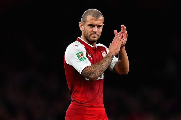 LONDON, ENGLAND - SEPTEMBER 20:  Jack Wilshere of Arsenal shows appreciation to the fans during the Carabao Cup Third Round match between Arsenal and Doncaster Rovers at Emirates Stadium on September 20, 2017 in London, England.  (Photo by Dan Mullan/Getty Images)