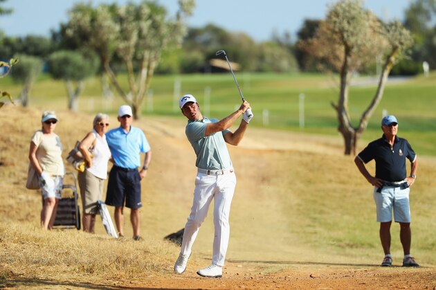 ALBUFEIRA, PORTUGAL - SEPTEMBER 22: Nino Bertasio of Italy plays his second shot on the 3rd hole during day two of the Portugal Masters at Dom Pedro Victoria Golf Club on September 22, 2017 in Albufeira, Portugal.  (Photo by Warren Little/Getty Images)