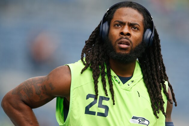 SEATTLE, WA - SEPTEMBER 17: Richard Sherman #25 of the Seattle Seahawks walks on the field during pregame warmups before the game against at CenturyLink Field on September 17, 2017 in Seattle, Washington. (Photo by Otto Greule Jr./Getty Images)
