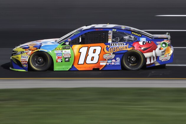 Kyle Busch practices for the NASCAR Cup Series 300 auto race at New Hampshire Motor Speedway in Loudon, N.H., Saturday, Sept. 23, 2017. (AP Photo/Charles Krupa)