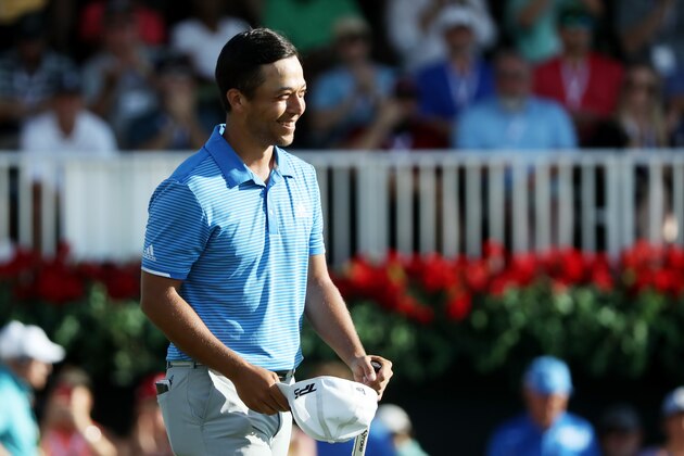 ATLANTA, GA - SEPTEMBER 24:  Xander Schauffele of the United States reacts as he wins during the final round of the TOUR Championship at East Lake Golf Club on September 24, 2017 in Atlanta, Georgia.  (Photo by Sam Greenwood/Getty Images)