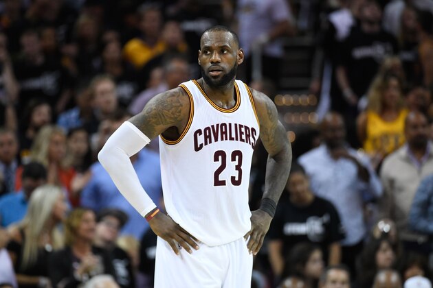 June 9, 2017; Cleveland, OH, USA; Cleveland Cavaliers forward LeBron James (23) during the fourth quarter in game four of the 2017 NBA Finals against the Golden State Warriors at Quicken Loans Arena. Mandatory Credit: Kyle Terada-USA TODAY Sports
