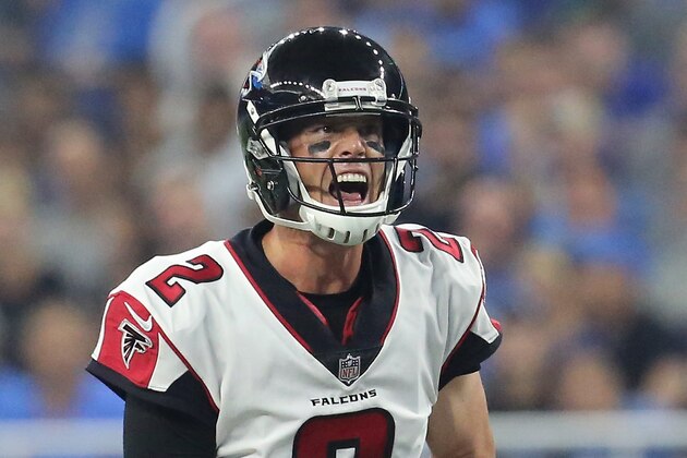 DETROIT, MI - SEPTEMBER 024: Quarterback Matt Ryan #2 of the Atlanta Falcons calls out signals against the Detroit Lions at Ford Field on September 24, 2017 in Detroit, Michigan. (Photo by Rey Del Rio/Getty Images)