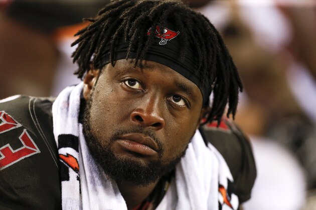 JACKSONVILLE, FL - AUGUST 17: Defensive Tackle Gerald McCoy #93 of the Tampa Bay Buccaneers talks with ESPN Sideline Reporter Lisa Salters on the sidelines during the game against the Jacksonville Jaguars at EverBank Field on August 17, 2017 in Jacksonville, Florida. The Buccaneers defeated the Jaguars 12 to 8. (Photo by Don Juan Moore/Getty Images)