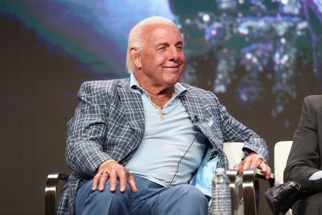 BEVERLY HILLS, CA - JULY 26:  Professional wrestler Ric Flair of  'ESPN's 30 for 30: 'Nature Boy'' speaks onstage during the ESPN portion of the 2017 Summer Television Critics Association Press Tour at The Beverly Hilton Hotel on July 26, 2017 in Beverly Hills, California.  (Photo by Frederick M. Brown/Getty Images)