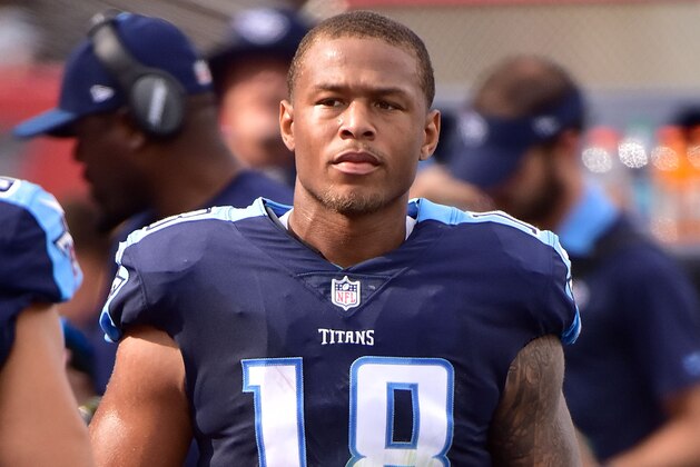 NASHVILLE, TN - SEPTEMBER 24:  Rishard Matthews #18 of the Tennessee Titans watches from the sideline during a game against the Seattle Seahawks at Nissan Stadium on September 24, 2017 in Nashville, Tennessee.  (Photo by Frederick Breedon/Getty Images)