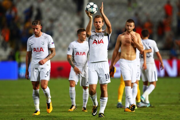 NICOSIA, CYPRUS - SEPTEMBER 26:  Harry Kane of Tottenham Hotspur celebrates victory with the match ball after the UEFA Champions League Group H match between Apoel Nicosia and Tottenham Hotspur at GSP Stadium on September 26, 2017 in Nicosia, Cyprus.  (Photo by Clive Rose/Getty Images)