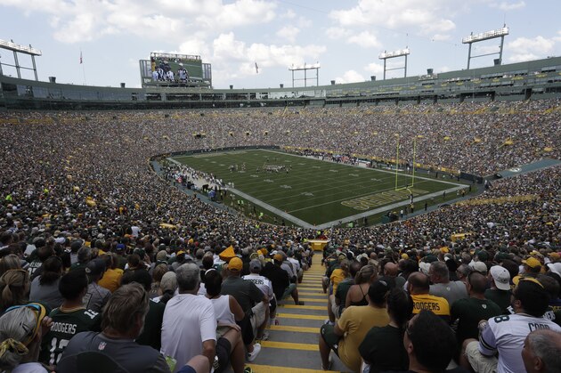 Lambeau Field is seen during the first half of an NFL football game between the Green Bay Packers and the Cincinnati Bengals Sunday, Sept. 24, 2017, in Green Bay, Wis. (AP Photo/Morry Gash)