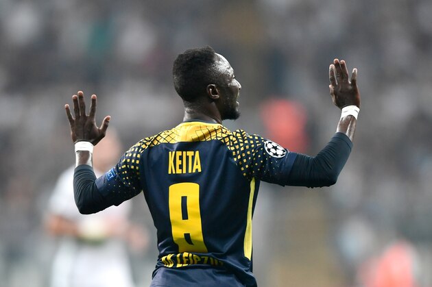 Leipzig's Naby Keita gestures during the UEFA Champions League group G football match between Besiktas and RB Leipzig at Vodafone Park stadium in Istanbul on September 26, 2017. / AFP PHOTO / OZAN KOSE        (Photo credit should read OZAN KOSE/AFP/Getty Images)