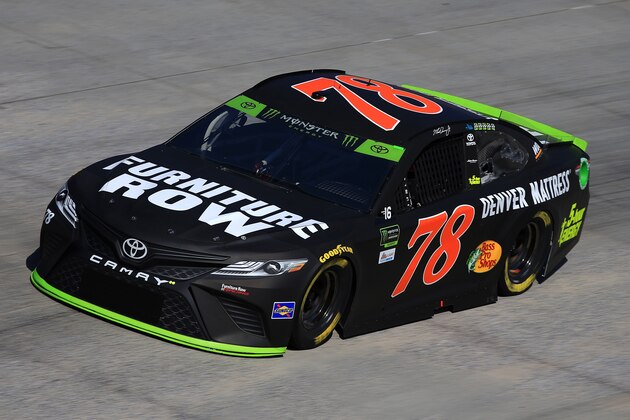DOVER, DE - SEPTEMBER 29:  Martin Truex Jr., driver of the #78 Furniture Row/Denver Mattress Toyota, practices for the Monster Energy NASCAR Cup Series Apache Warrior 400 presented by Lucas Oil at Dover International Speedway on September 29, 2017 in Dover, Delaware.  (Photo by Chris Trotman/Getty Images)