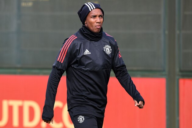 Manchester United's English midfielder Ashley Young attends a team training session at the club's training complex near Carrington, west of Manchester in north west England on September 11, 2017, on the eve of their UEFA Champions League Group A football match against FC Basel. / AFP PHOTO / Paul ELLIS        (Photo credit should read PAUL ELLIS/AFP/Getty Images)