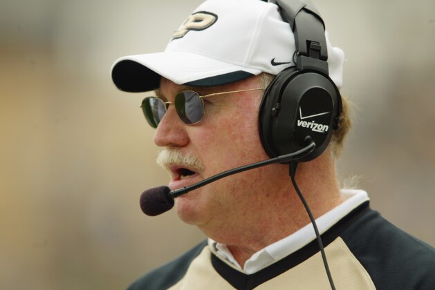 WEST LAFAYETTE, IN - NOVEMBER 1: Head coach Joe Tiller of Purdue looks on against Northwestern during the game on November 1, 2003 at Ross-Ade Stadium in West Lafayette, Indiana. Purdue defeated Northwestern 34-14. (Photo by Andy Lyons/Getty Images) WEST LAFAYETTE, IN - NOVEMBER 1: Head coach Joe Tiller of Purdue looks on against Northwestern during the game on November 1, 2003 at Ross-Ade Stadium in West Lafayette, Indiana. Purdue defeated Northwestern 34-14. (Photo by Andy Lyons/Getty Images)
