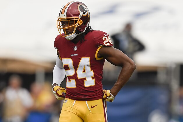 Washington Redskins cornerback Josh Norman (24) in action during the first half of an NFL football game against the Los Angeles Rams Sunday, Sept. 17, 2017, in Los Angeles. (AP Photo/Kelvin Kuo)