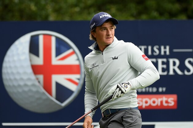 NEWCASTLE UPON TYNE, ENGLAND - OCTOBER 01:  Paul Dunne of Ireland watches his tee shot on the 15th hole during day four of the British Masters at Close House Golf Club on October 1, 2017 in Newcastle upon Tyne, England.  (Photo by Ross Kinnaird/Getty Images)