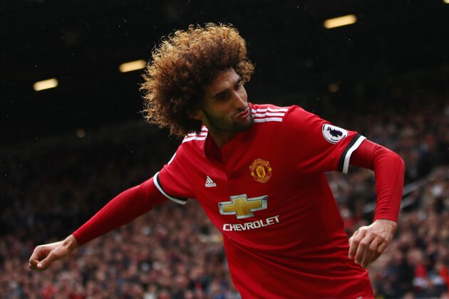 MANCHESTER, ENGLAND - SEPTEMBER 30:  Marouane Fellaini of Manchester United celebrates scoring his side's second goal during the Premier League match between Manchester United and Crystal Palace at Old Trafford on September 30, 2017 in Manchester, England.  (Photo by Clive Brunskill/Getty Images)