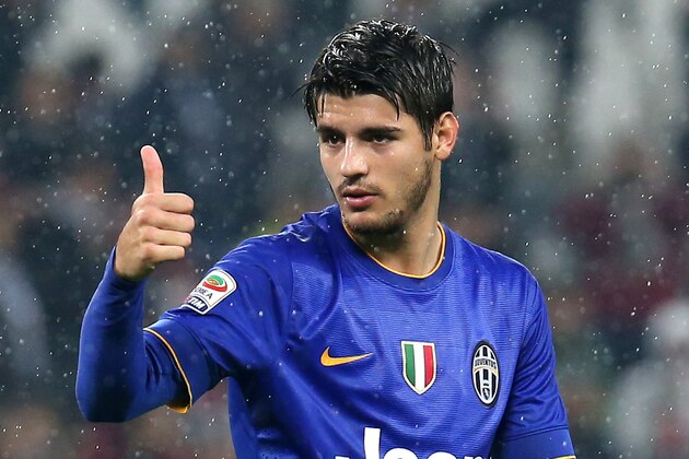 Juventus' forward Alvaro Morata of Spain gestures during the Italian Serie A football match Juventus Vs Parma on November 9, 2014 at Juventus  Stadium in Turin.  AFP PHOTO / MARCO BERTORELLO        (Photo credit should read MARCO BERTORELLO/AFP/Getty Images)