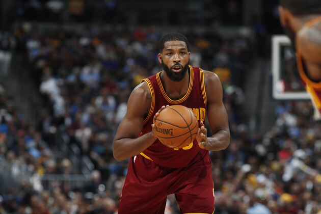 Cleveland Cavaliers center Tristan Thompson (13) in the first half of an NBA basketball game Wednesday, March 22, 2017, in Denver. (AP Photo/David Zalubowski)